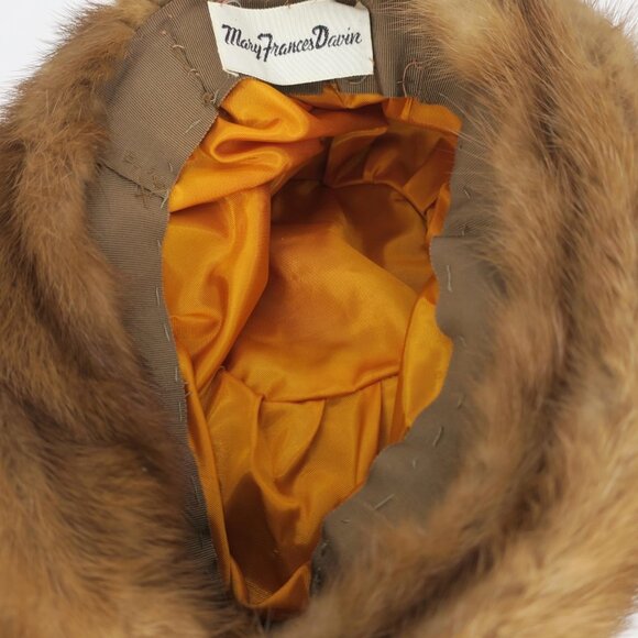 Vintage Women's Canadian Brown Mink Fur Pillbox Hat 60s Mary Frances Davin USA - Picture 3 of 3